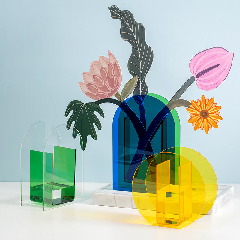 Colorful Acrylic Geometric Flower Vase - Starhauz.com