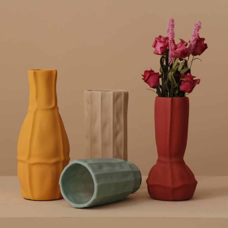 Morandi Color Stitched Ceramic Vase - Starhauz.com