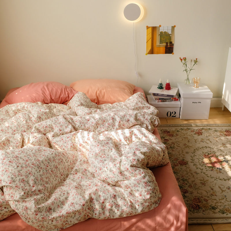 Coral Roses Garden Set Bedsheet - Starhauz.com