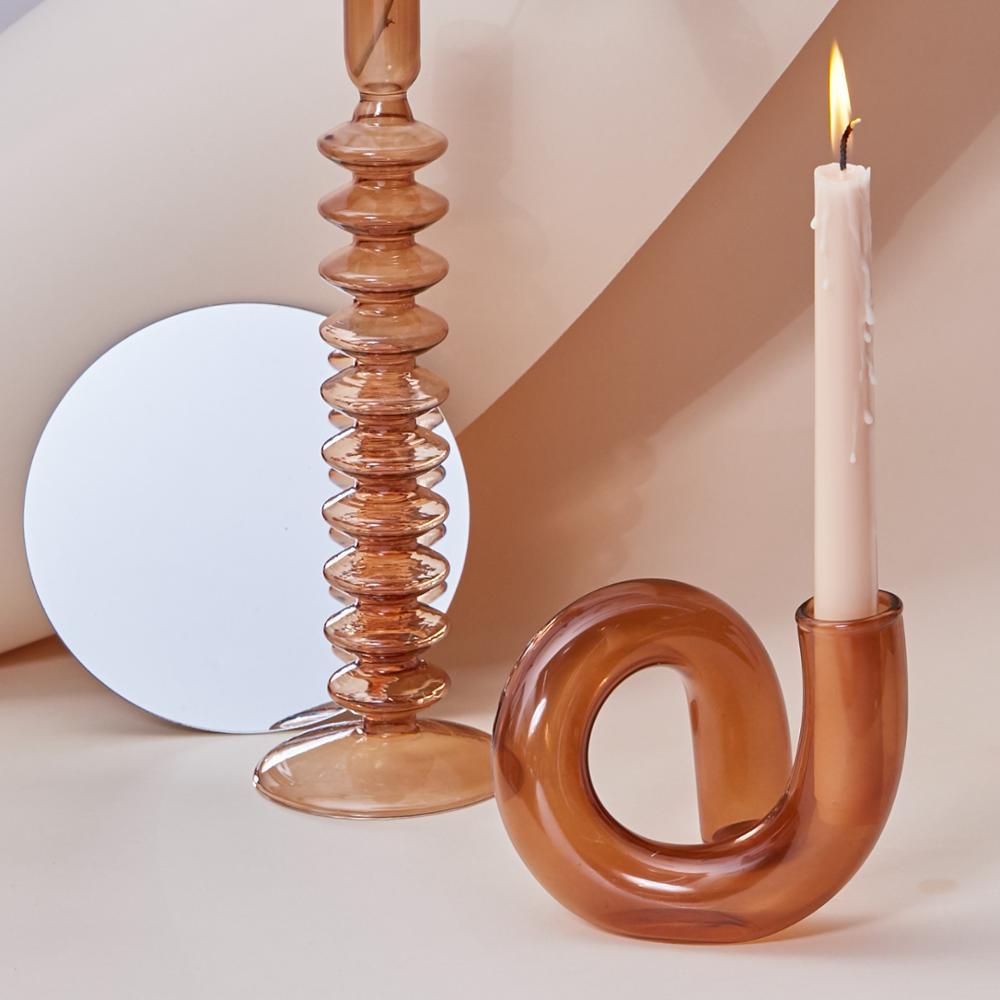Retro Twisted Glass Candlestick Holder - Starhauz.com