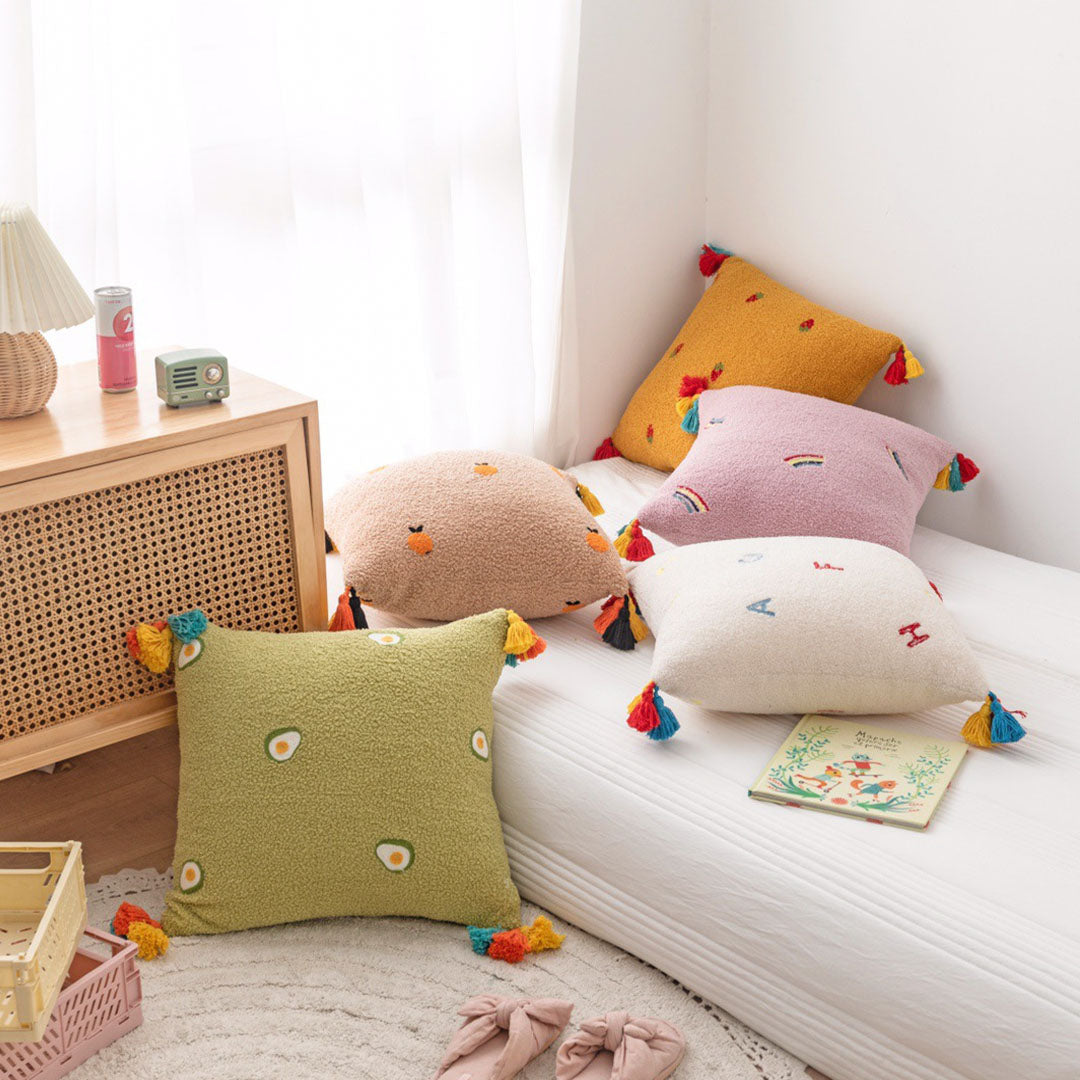 Adorable Embroidered Tassel Pillow - Starhauz.com