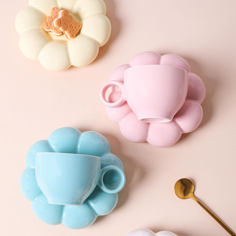 Chubby Floral Cup And Saucer Set - Kitchen