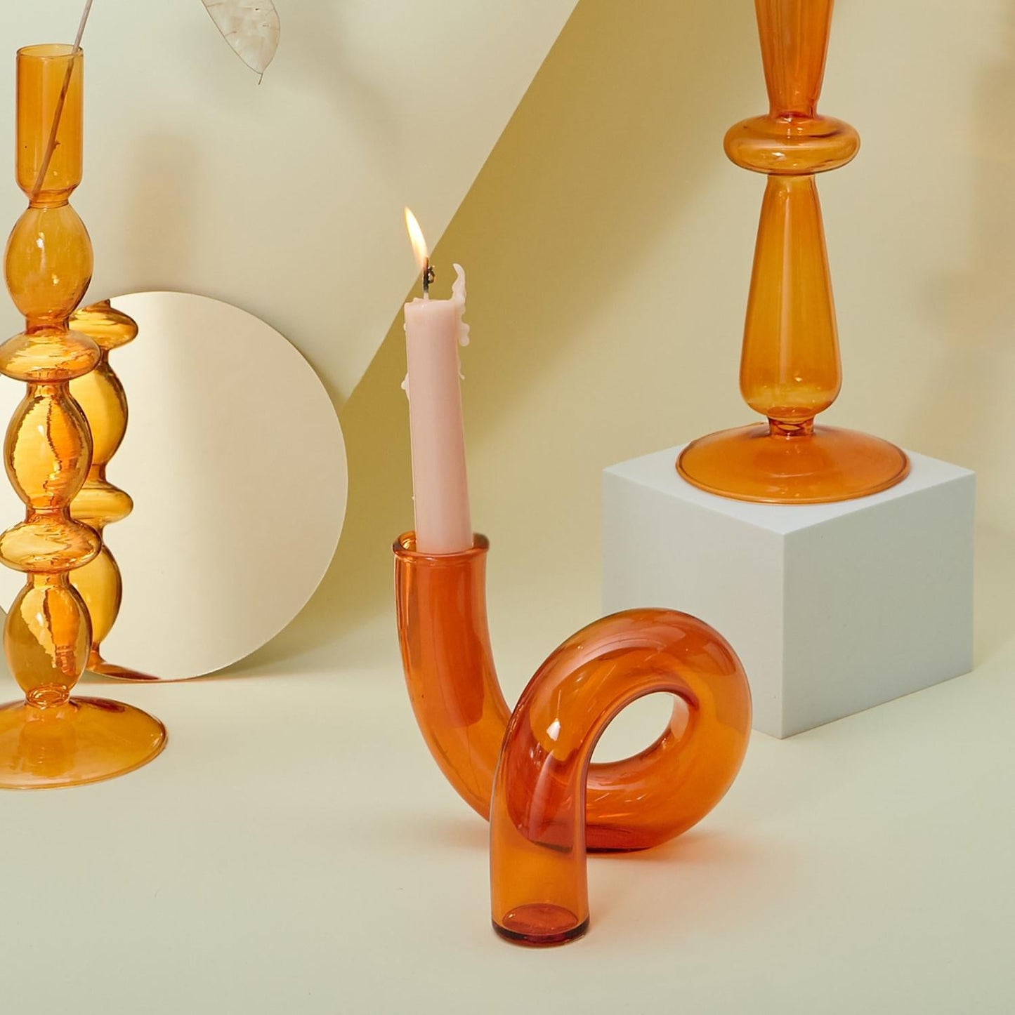 Retro Twisted Glass Candlestick Holder - Starhauz.com