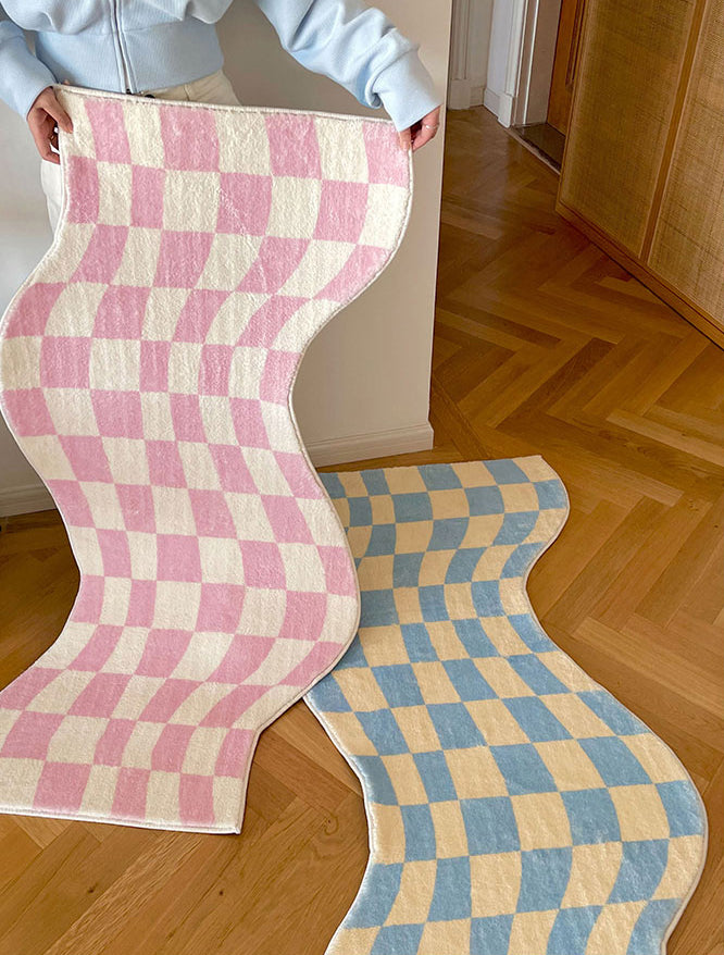 Danish Pastel Wavy Checkered Rugs - Starhauz.com