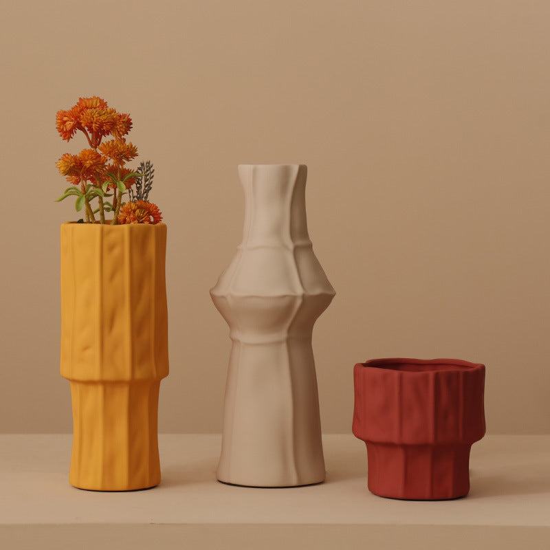 Morandi Color Stitched Ceramic Vase - Starhauz.com