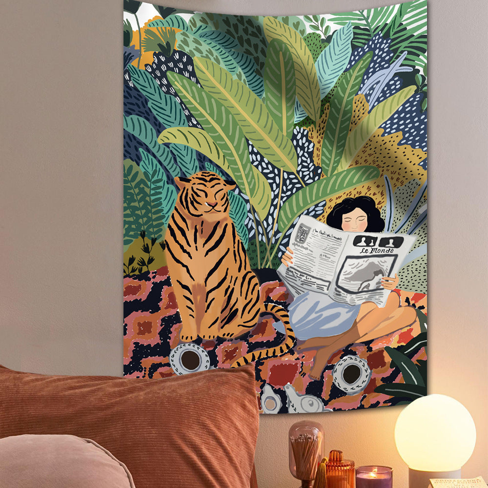 The Jungle Tiger & Girl Tapestry - Starhauz.com