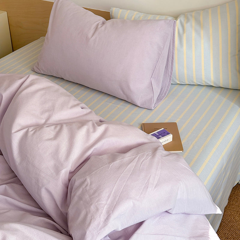 Pastel Purple Stripe Bedding Set - Bedding