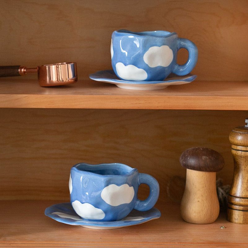 Retro Handpainted Cup & Saucer Set - Kitchen