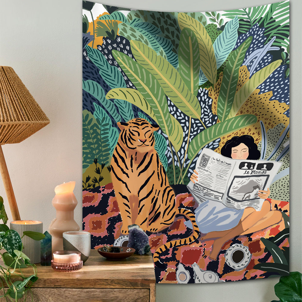 The Jungle Tiger & Girl Tapestry - Starhauz.com