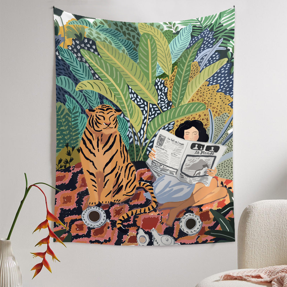 The Jungle Tiger & Girl Tapestry - Starhauz.com