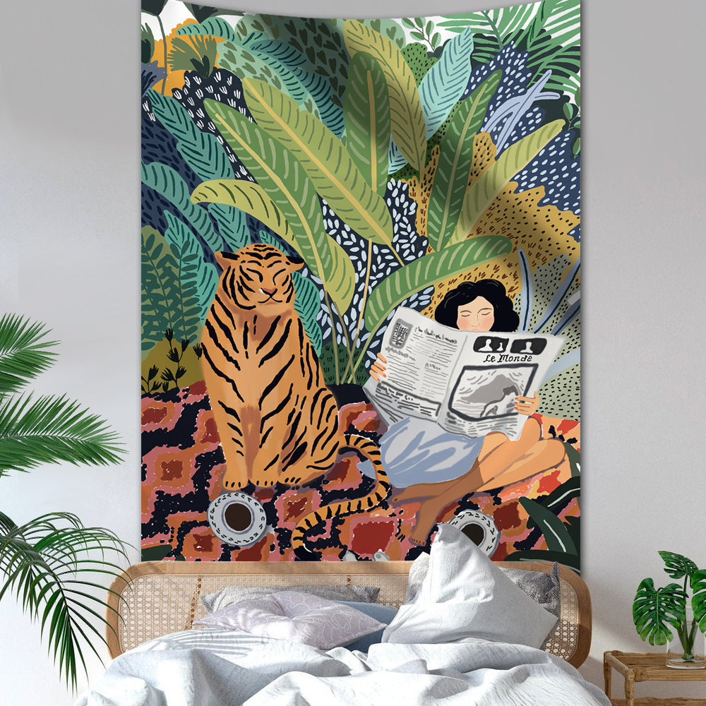 The Jungle Tiger & Girl Tapestry - Starhauz.com