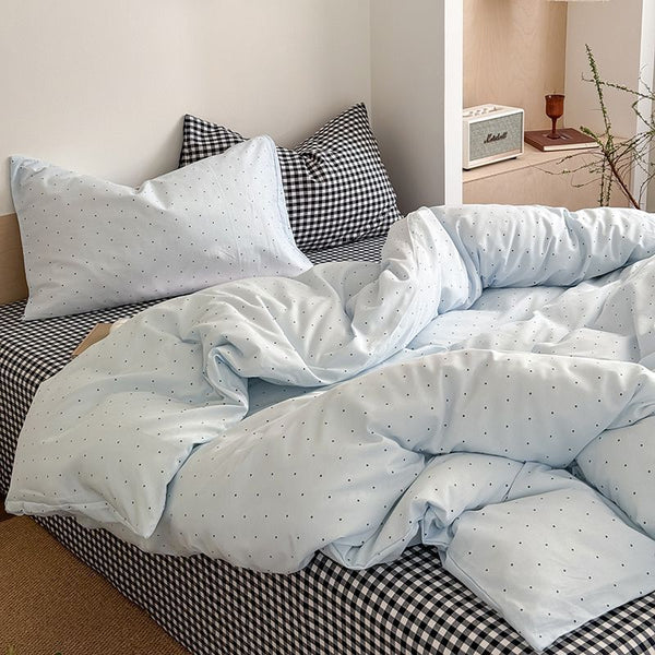 Cloudy Dot Gingham Bedding Set - Bedding