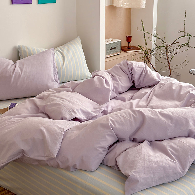 Pastel Purple Stripe Bedding Set - Bedding
