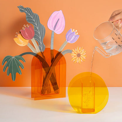 Colorful Acrylic Geometric Flower Vase - Starhauz.com