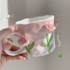 Cottagecore 3D Floral Handpainted Mug - Kitchen