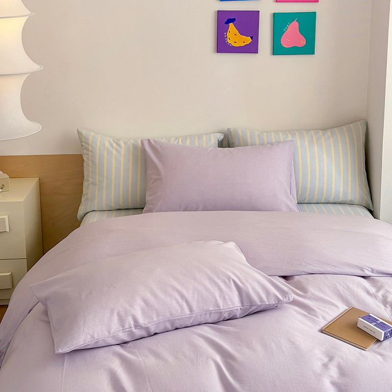 Pastel Purple Stripe Bedding Set - Bedding