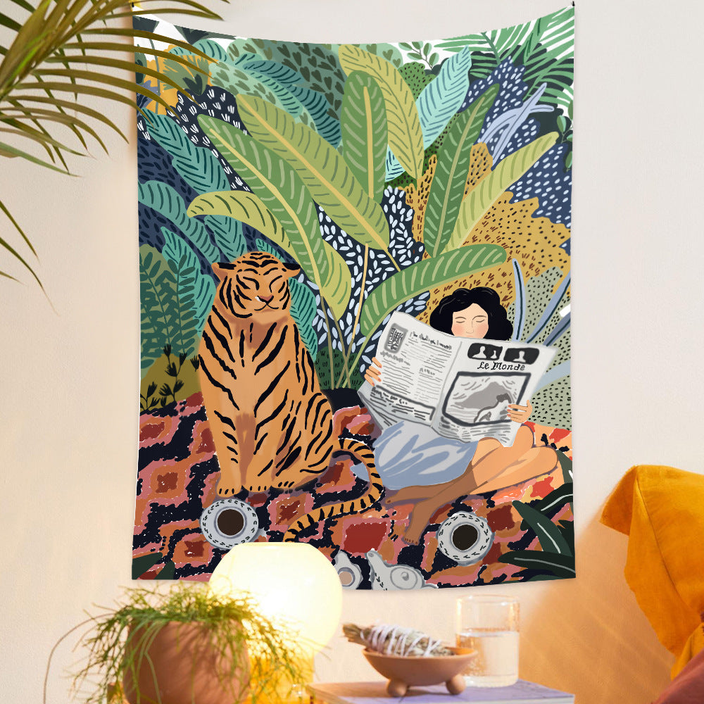 The Jungle Tiger & Girl Tapestry - Starhauz.com