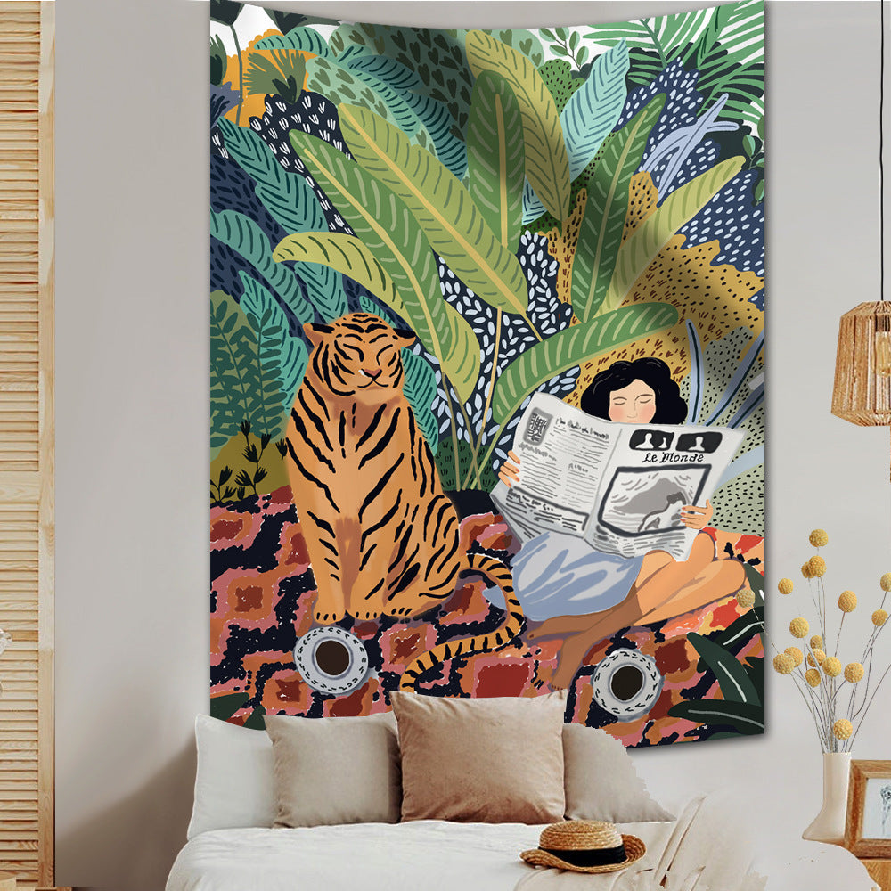 The Jungle Tiger & Girl Tapestry - Starhauz.com