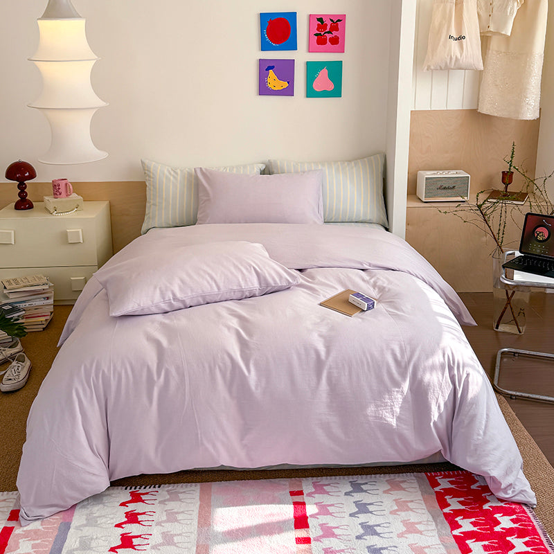 Pastel Purple Stripe Bedding Set - Bedding