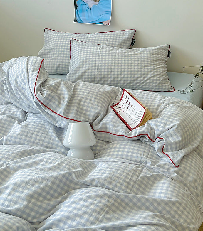 Japanese Cozy Plaid Bedding Set - Bedding