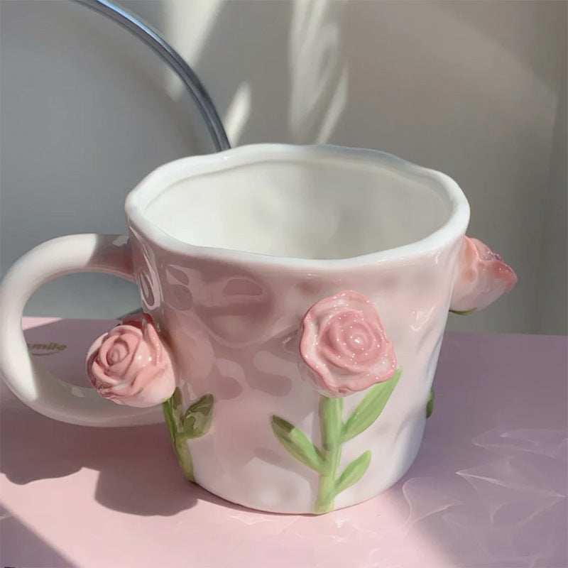Ceramic Pearly Handle Plump Mug