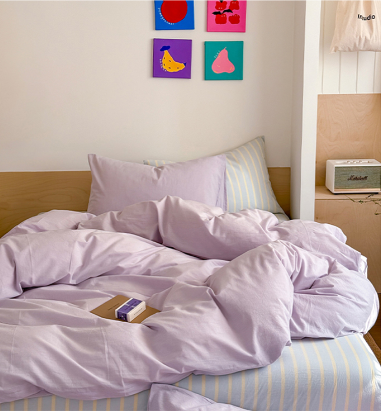 Pastel Purple Stripe Bedding Set - Bedding