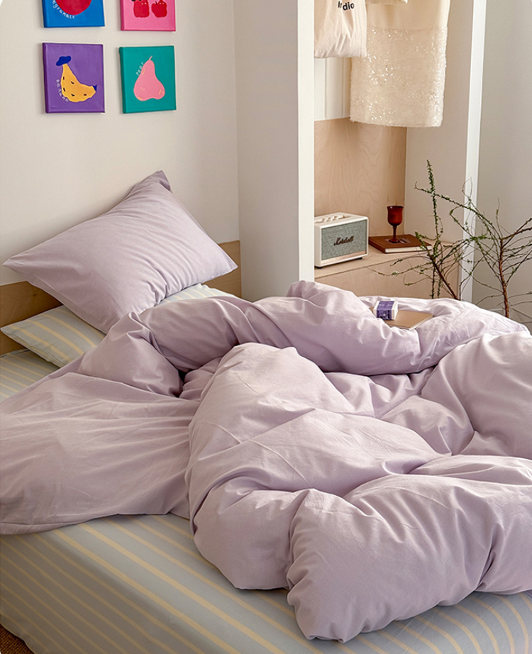 Pastel Purple Stripe Bedding Set - Bedding