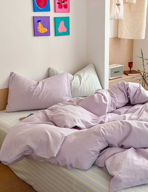 Pastel Purple Stripe Bedding Set - Bedding