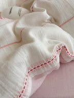 Minimal Pink Floral Stripe Bedding Set - Bedding