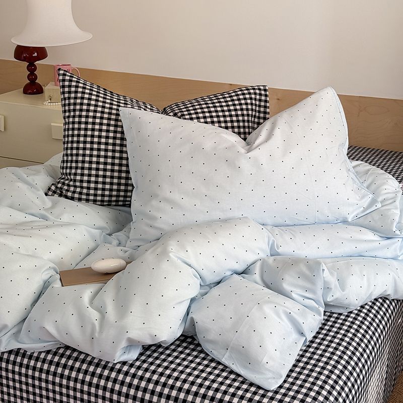 Cloudy Dot Gingham Bedding Set - Bedding