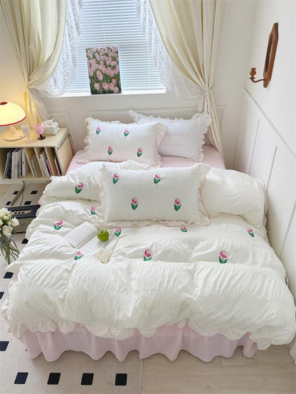 Coquette Room Tulip Ruffle Bedding Set - Bedding