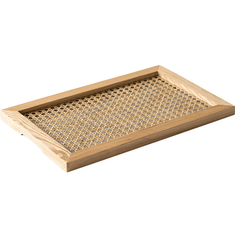Breakfast Woven Rattan Wood Tray - Starhauz.com