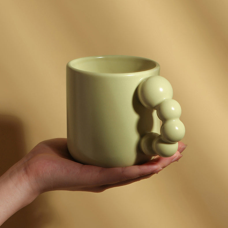 Ceramic Pearly Handle Plump Mug - Starhauz.com