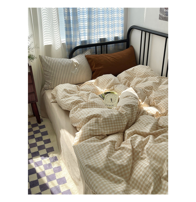 Cozy Latte Brown Mixed Pattern Bedding Set - Bedding