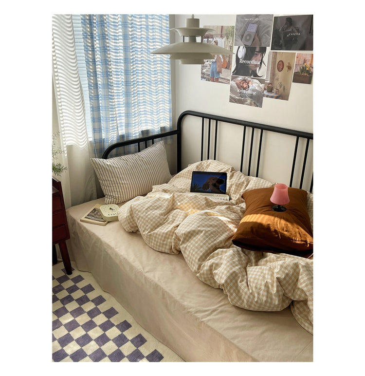 Cozy Latte Brown Mixed Pattern Bedding Set - Bedding