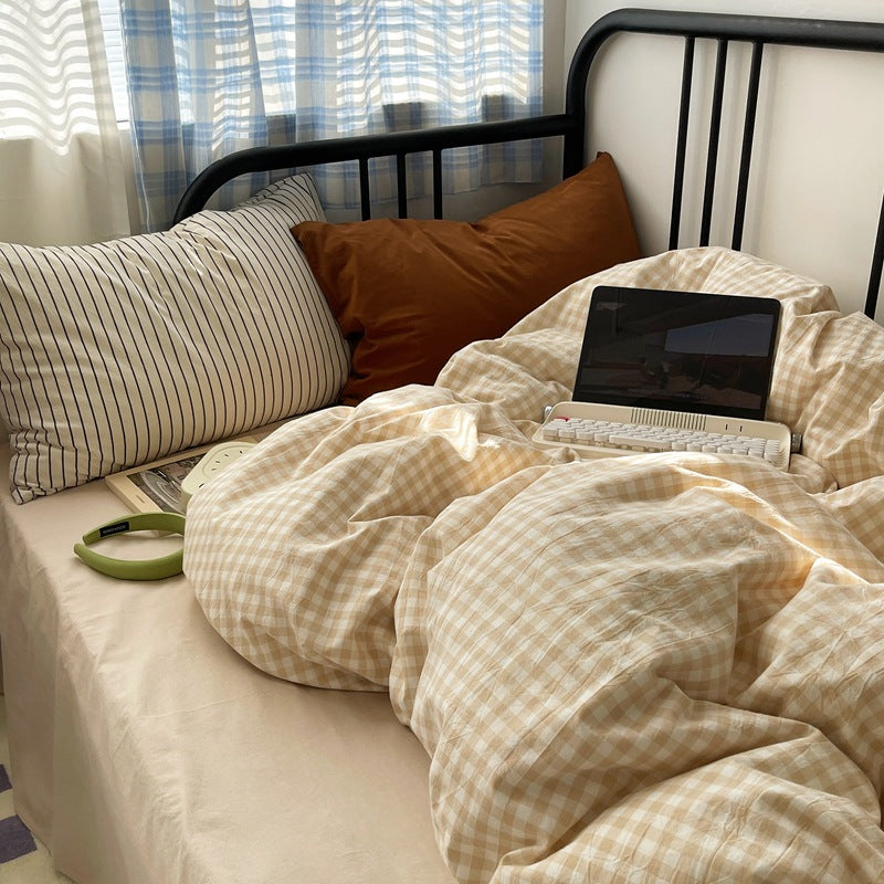Cozy Latte Brown Mixed Pattern Bedding Set - Bedding