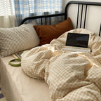 Cozy Latte Brown Mixed Pattern Bedding Set - Bedding