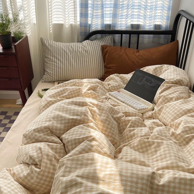 Cozy Latte Brown Mixed Pattern Bedding Set - Bedding