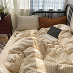 Cozy Latte Brown Mixed Pattern Bedding Set - Bedding