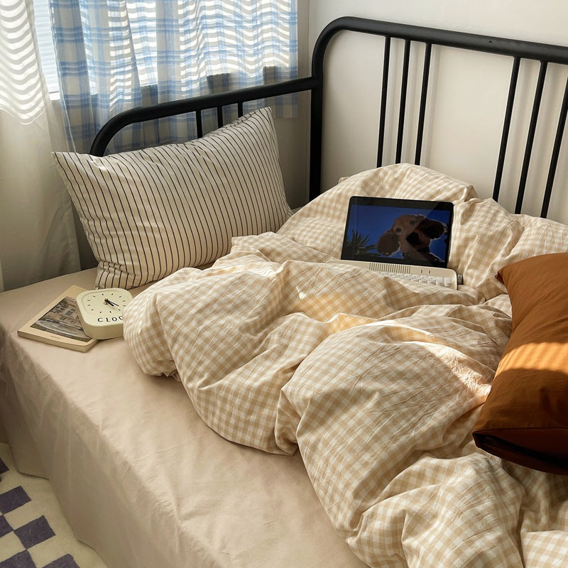 Cozy Latte Brown Mixed Pattern Bedding Set - Bedding