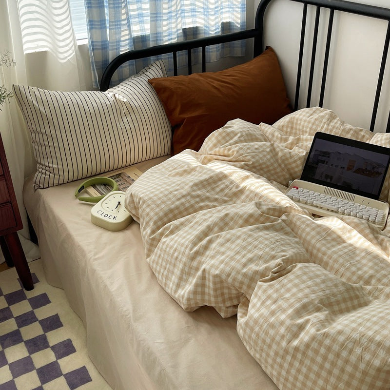 Cozy Latte Brown Mixed Pattern Bedding Set - Bedding