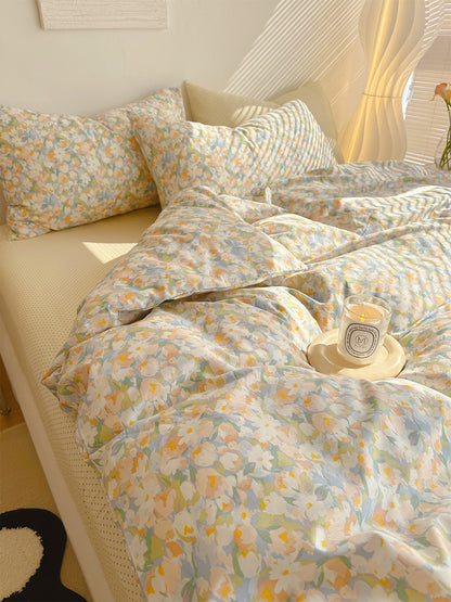 Golden Hour Floral Oil Painting Bedding Set - Bedding