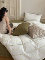 Minimalist Olive Green Floral Pillowcase Bedding Set