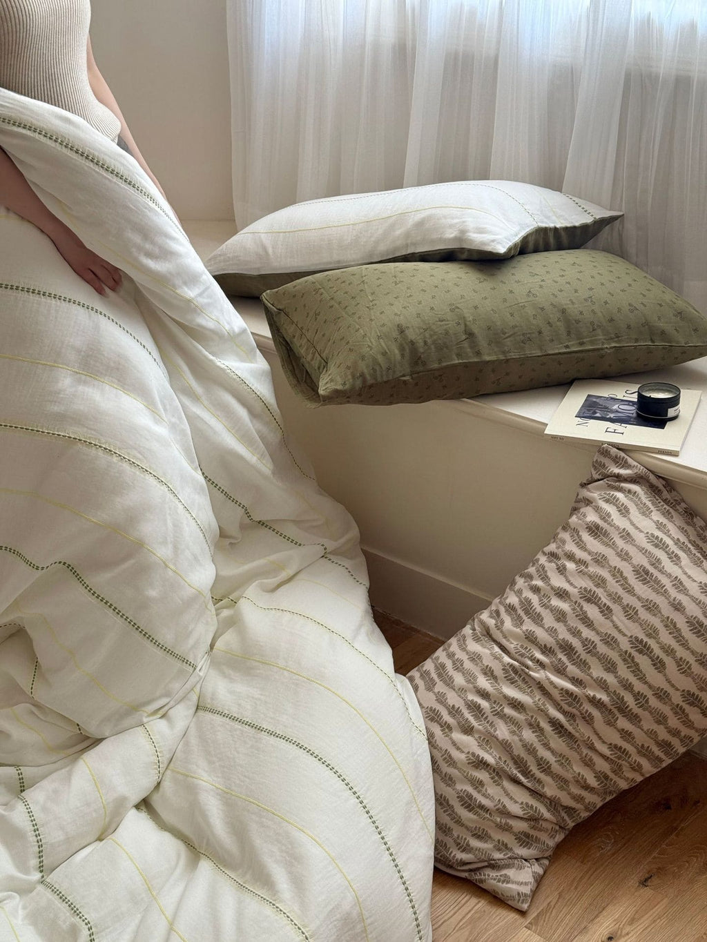 Rural Pillowcase and stripes duvet cover bedding set