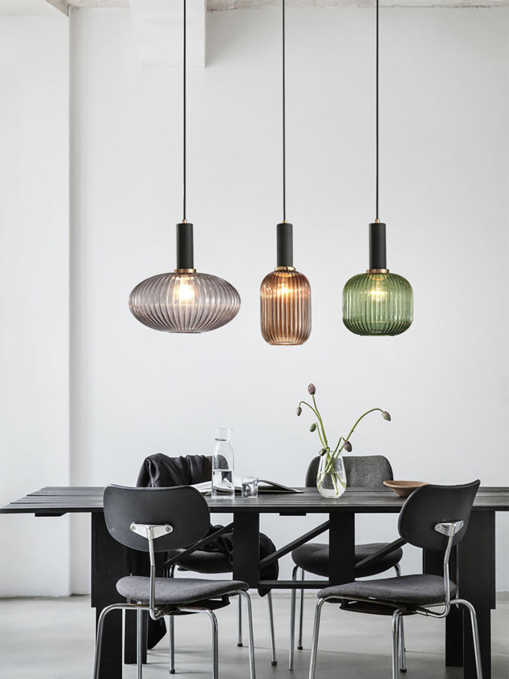 Nordic Fluted Glass Pendant Lights - Lighting