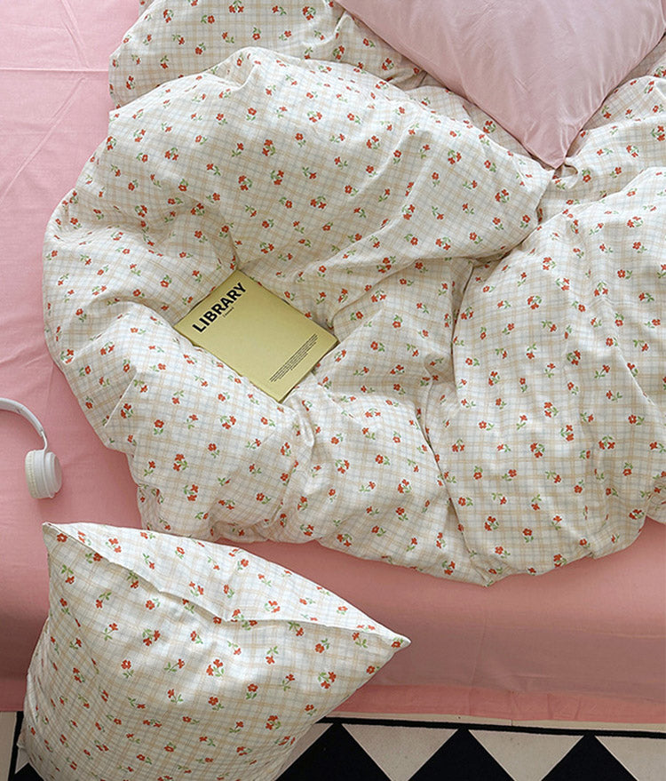 Sweet Cherry Plaid Bedding Set - Bedding