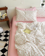 Sweet Cherry Plaid Bedding Set - Bedding
