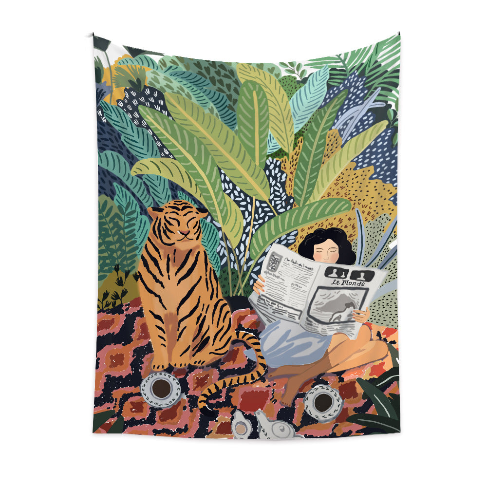 The Jungle Tiger & Girl Tapestry - Starhauz.com