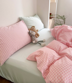 Cherry Blossom Gingham Bedding Set - Bedding