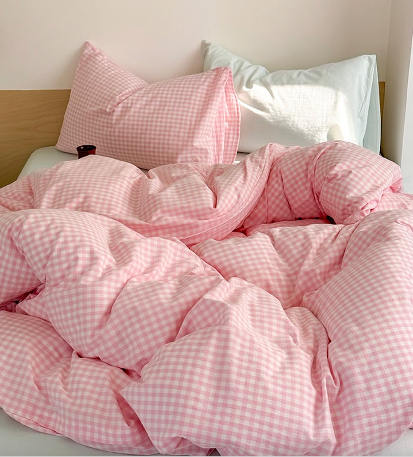 Cherry Blossom Gingham Bedding Set